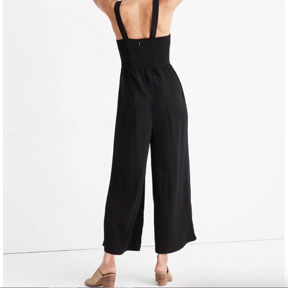Madewell Smocked Button-Front Crop Jumpsuit - Picture 3 of 9